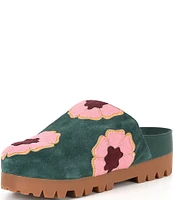 Chelsea & Violet Arden Suede Floral Patchwork Platform Clogs