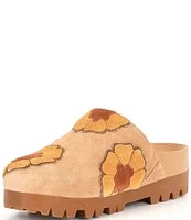 Chelsea & Violet Arden Suede Floral Patchwork Platform Clogs