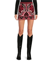 Chelsea & Violet Atlas Fair Isle Sweater Knit High Rise A-Line Mini Skirt