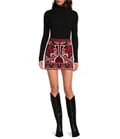 Chelsea & Violet Atlas Fair Isle Sweater Knit High Rise A-Line Mini Skirt