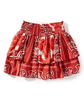 Chelsea & Violet Big Girls Bandana Print Ruched Mini Skirt