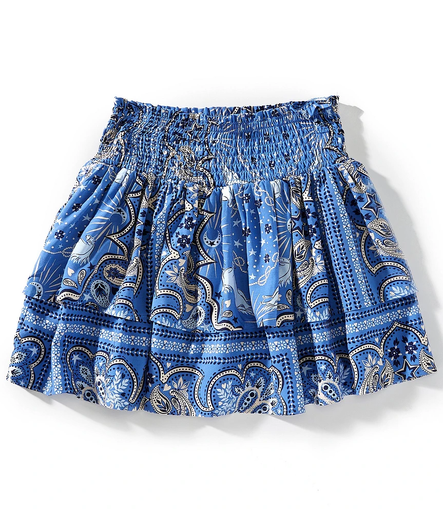 Chelsea & Violet Big Girls Bandana Print Ruched Mini Skirt