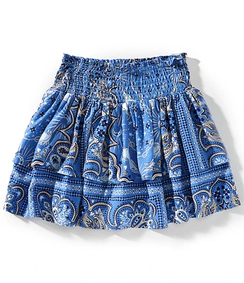 Chelsea & Violet Big Girls Bandana Print Ruched Mini Skirt