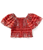 Chelsea & Violet Big Girls Bandana Print Square Neck Top