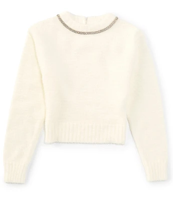 Chelsea & Violet Big Girls Eyelash Long Sleeve Sweater