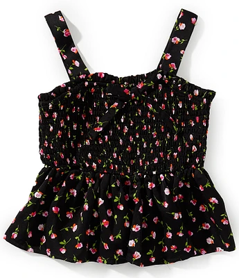 Chelsea & Violet Big Girls 7-16 Knit Ditsy Floral Print Square Neck Sleeveless Smocked Top