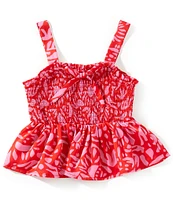 Chelsea & Violet Big Girls 7-16 Knit Print Square Neck Sleeveless Smocked Top