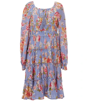 Chelsea & Violet Big Girls 7-16 Long Flare Sleeves Floral Cupcake Dress