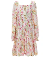 Chelsea & Violet Big Girls 7-16 Long Flare Sleeves Floral Cupcake Dress