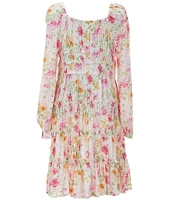 Chelsea & Violet Big Girls 7-16 Long Flare Sleeves Floral Cupcake Dress
