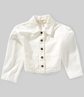 Chelsea & Violet Big Girls 7-16 Long Sleeve Eyelet Hem Button Front Denim Jacket