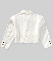 Chelsea & Violet Big Girls 7-16 Long Sleeve Eyelet Hem Button Front Denim Jacket