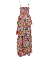 Chelsea & Violet Big Girls 7-16 Tiered Smocked Bodice Floral Print Maxi Dress