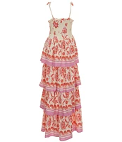 Chelsea & Violet Big Girls 7-16 Tiered Smocked Bodice Mixed Floral Print Maxi Dress