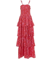 Chelsea & Violet Big Girls 7-16 Tiered Smocked Bodice Printed Maxi Dress