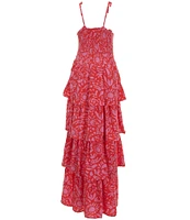 Chelsea & Violet Big Girls 7-16 Tiered Smocked Bodice Printed Maxi Dress