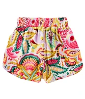 Chelsea & Violet Big Girls 7-16 Tropical Print High Waist Satin Elastic Waist Shorts