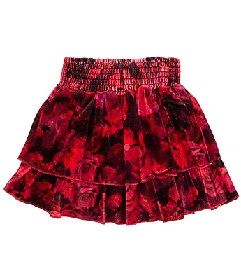 Chelsea & Violet Big Girls 7-16 Velvet Tiered Rose Print Mini Skirt