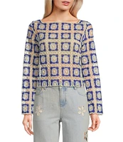 Chelsea & Violet Bonnie Square Neck Long Sleeve Crochet Lace Blouse
