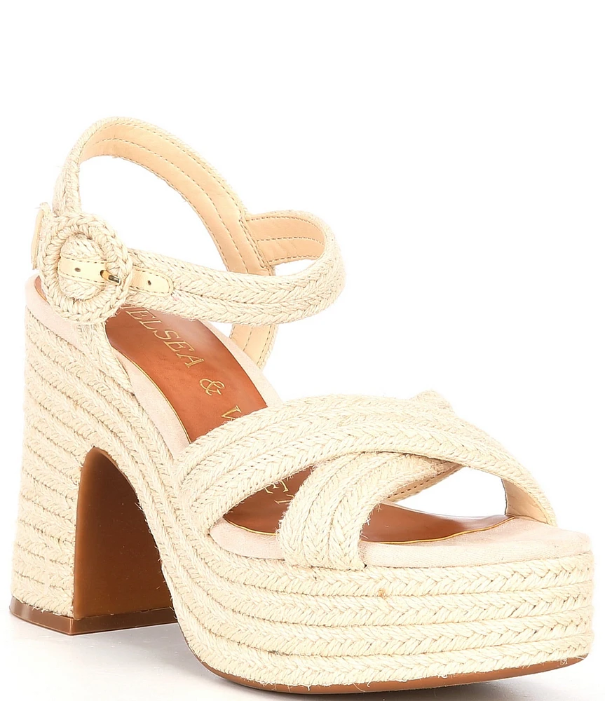 Chelsea & Violet Brianna Woven Jute Cross Band Platform Sandals