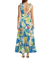 Chelsea & Violet Cecily Printed Empire Waist V-Neckline Sleeveless Maxi Dress