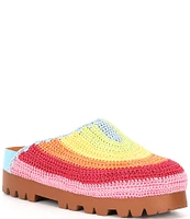 Chelsea & Violet Cleo Rainbow Embroidered Platform Clogs