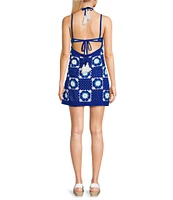 Chelsea & Violet Crochet Floral Square Neck Sleeveless Emerie Mini Dress