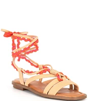 Chelsea & Violet Dahlia Leather Ankle Wrap Lace Up Strappy Sandals