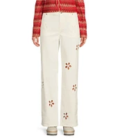 Chelsea & Violet Daisy Cutout Straight Leg High Rise Denim Jeans