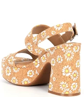 Chelsea & Violet Dazey Floral Print Cork Two Band Platform Sandals