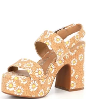 Chelsea & Violet Dazey Floral Print Cork Two Band Platform Sandals