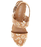 Chelsea & Violet Dazey Floral Print Cork Two Band Platform Sandals