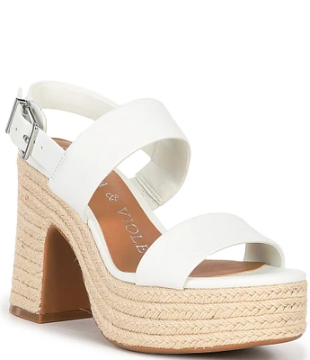 Chelsea & Violet Dazey Leather Two Band Platform Espadrille Sandals