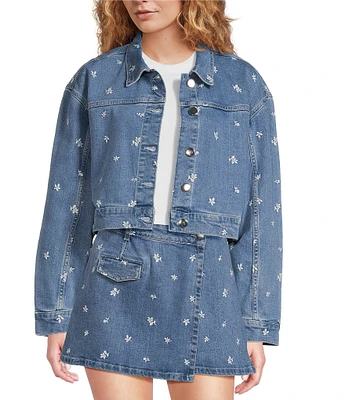 Chelsea & Violet Elliana Denim Floral Embordered Long Sleeve Coordinating Jacket