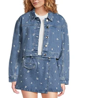 Chelsea & Violet Elliana Denim Floral Embordered Long Sleeve Coordinating Jacket