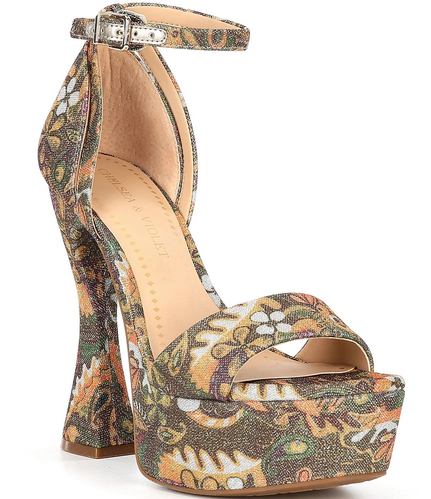 Chelsea & Violet Indi Floral Print Platform Sandals