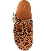 Chelsea & Violet Kalli Cheetah Print Suede Studded Mule Clogs