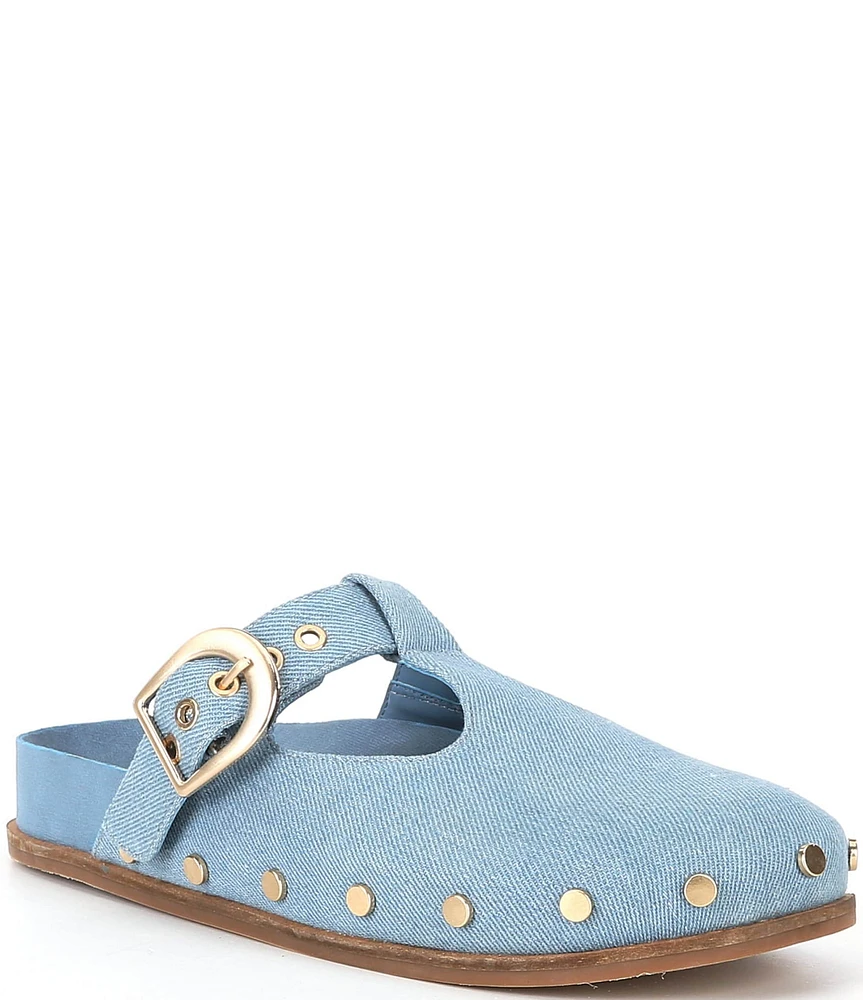 Chelsea & Violet Kalli Denim Studded Mule Clogs