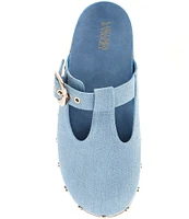 Chelsea & Violet Kalli Denim Studded Mule Clogs