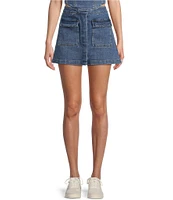 Chelsea & Violet Lena Denim A-Line Front Pocket Mini Skirt