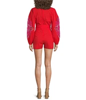 Chelsea & Violet Livvy V-Neckline Long Sleeve Crochet Detail Romper