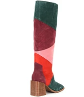 Chelsea & Violet Lulu Colorblock Suede Patchwork Tall Boots