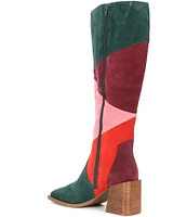 Chelsea & Violet Lulu Colorblock Suede Patchwork Tall Boots