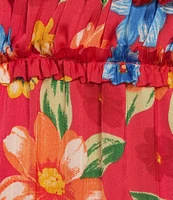 Chelsea & Violet Margaux Floral Print Plisse V-Neck Long Cuff Sleeve Maxi Dress