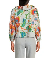Chelsea & Violet Mari Floral Print Ruffle V-Neck Long Cuff Sleeve Blouse