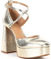 Chelsea & Violet Mattie Metallic Platform Pumps