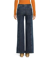 Chelsea & Violet Nora Medium Wash Denim High Rise Front Seam Point Wide Straight Leg Jean