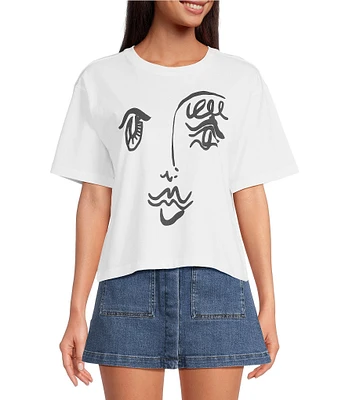 Chelsea & Violet Printed Crew Neckline Short Sleeve Face Tee