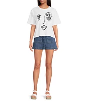 Chelsea & Violet Printed Crew Neckline Short Sleeve Face Tee