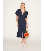 Chelsea & Violet Puff Sleeve Button Front Dress